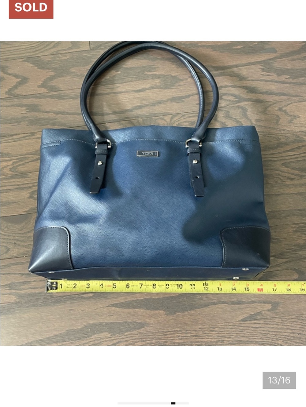 TUMI BLUE LEATHER TOTE COMPUTER TRAVEL BAG